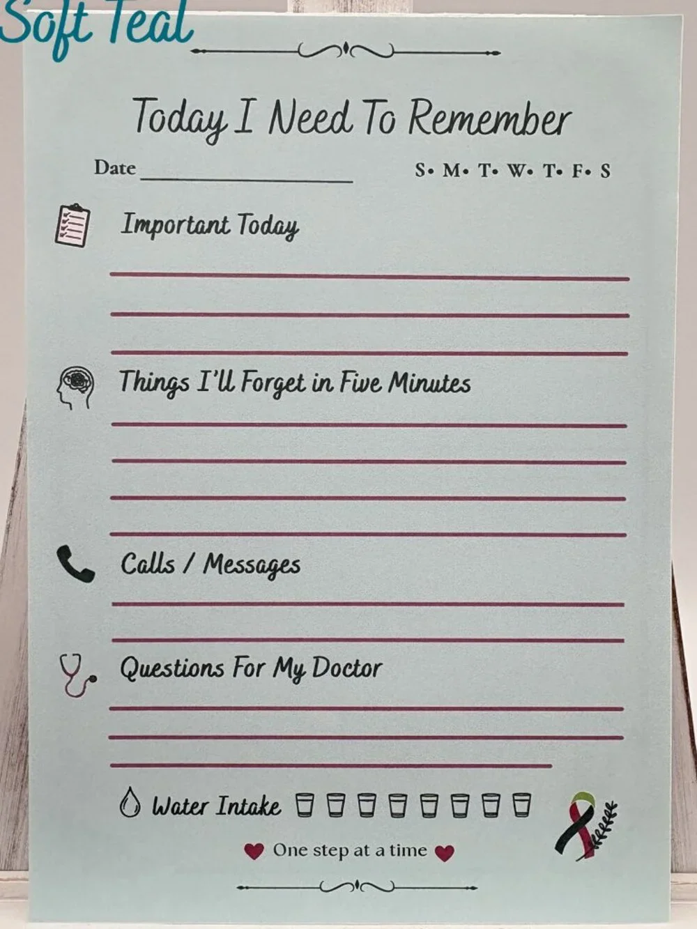 Chemo Brain Memo Pad | Brain Fog Daily Reminder Notepad 50 Pages